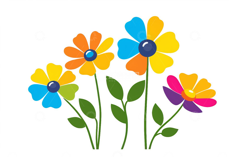 高清大图下载【趣麦麦图】彩色动画花朵图案