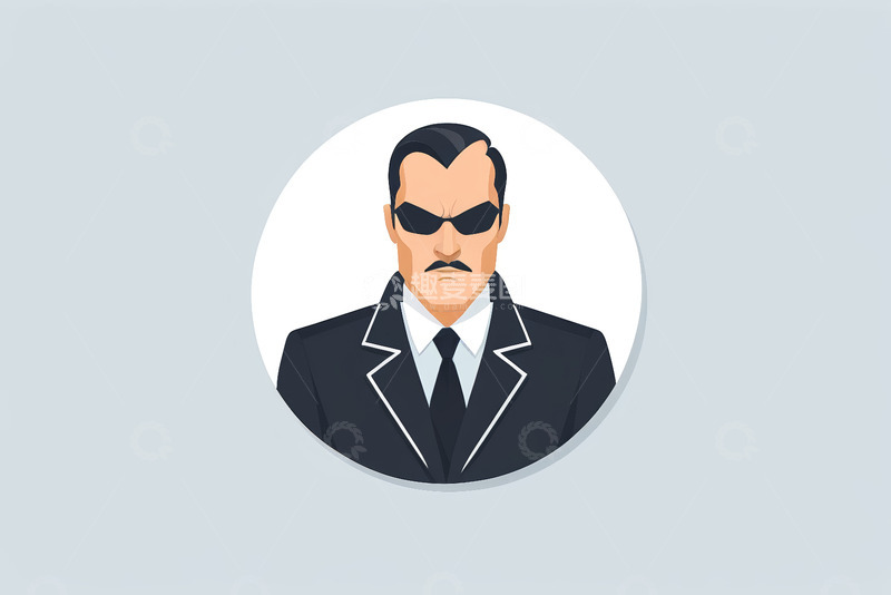 高清大图下载【趣麦麦图】戴墨镜穿西装的男性动画肖像