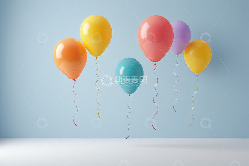 高清大图下载【趣麦麦图】彩色气球漂浮场景
