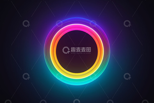 彩色发光霓虹圆环背景素材