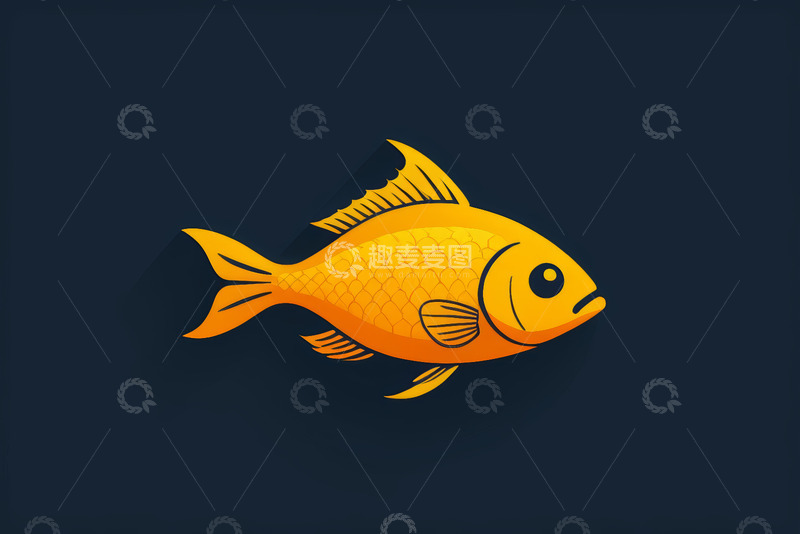 高清大图下载【趣麦麦图】卡通风格橙色金鱼图案