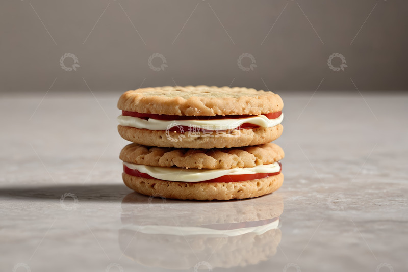 高清大图下载【趣麦麦图】堆叠夹心饼干特写