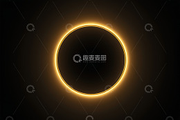 黑色背景发光黄色圆环