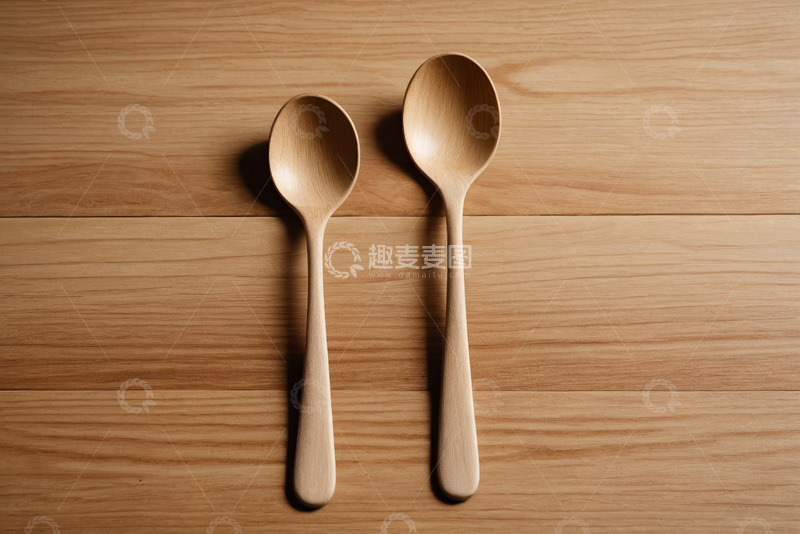 高清大图下载【趣麦麦图】木质桌面上的两把木勺