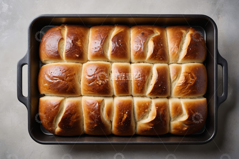 高清大图下载【趣麦麦图】烤盘内烘焙好的美味面包