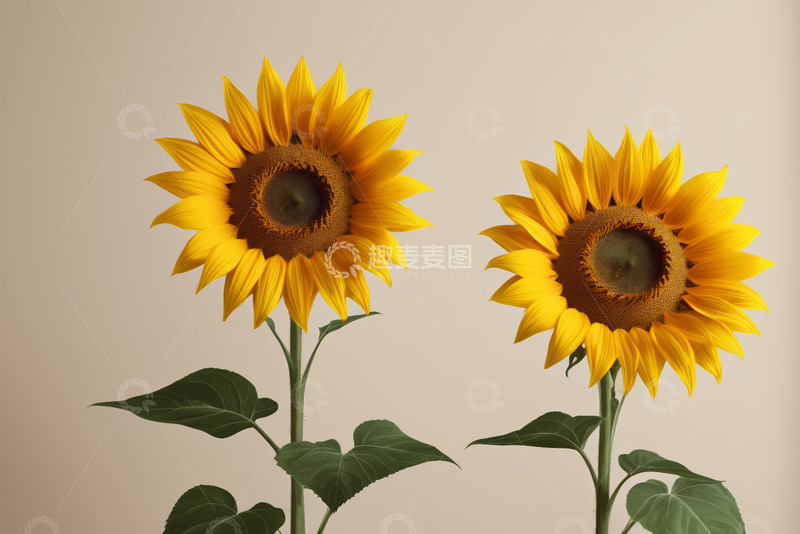 高清大图下载【趣麦麦图】两朵向日葵特写