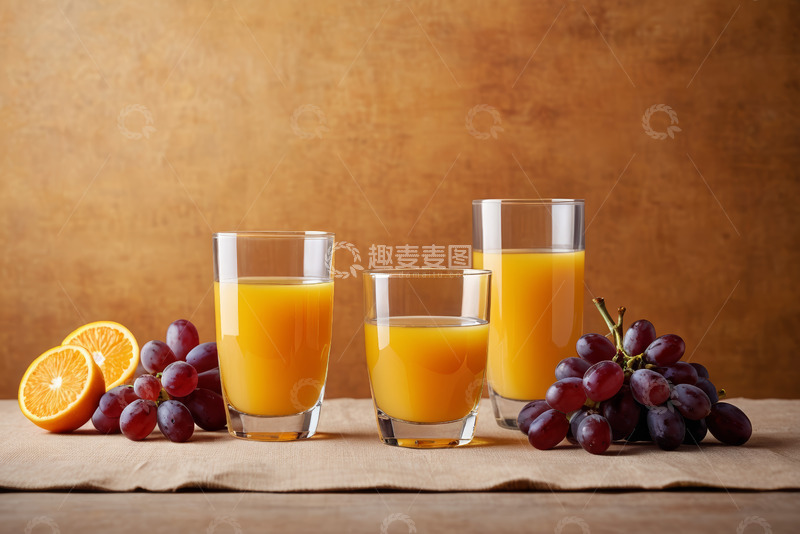高清大图下载【趣麦麦图】玻璃杯中的果汁与水果组合