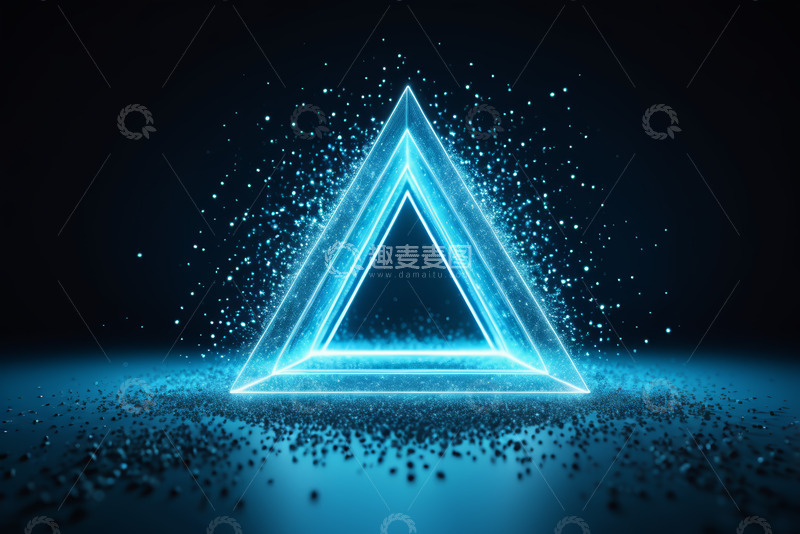 高清大图下载【趣麦麦图】蓝色发光三角形抽象背景