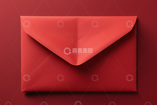 红色背景上的红色信封