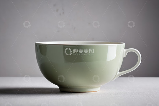 浅绿色带柄陶瓷杯静物