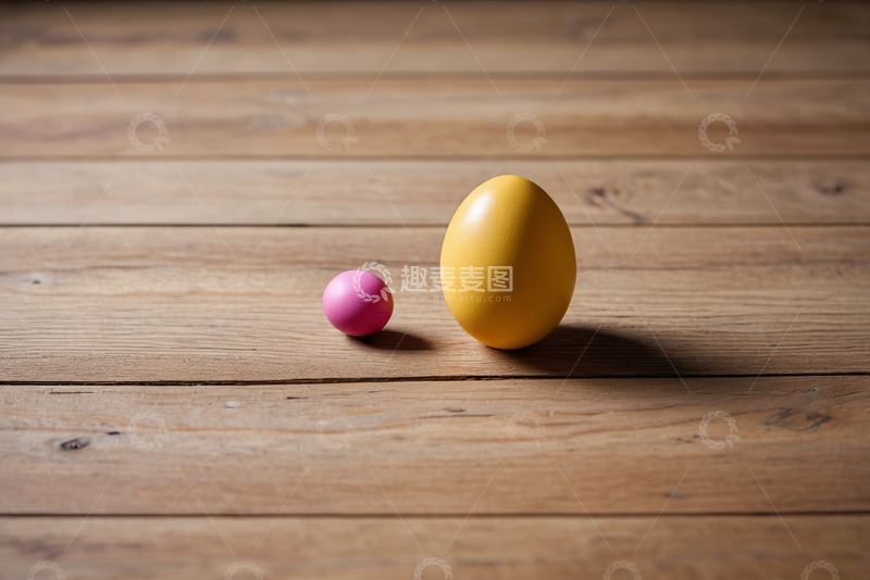高清大图下载【趣麦麦图】木桌上的彩色鸡蛋装饰