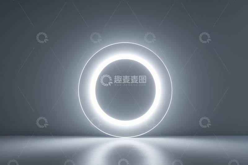 高清大图下载【趣麦麦图】灰色背景下发光圆环
