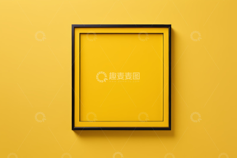 高清大图下载【趣麦麦图】黄色背景上的黑色相框
