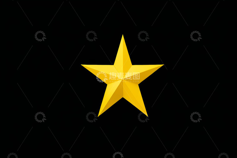 高清大图下载【趣麦麦图】黑色背景上的黄色立体五角星