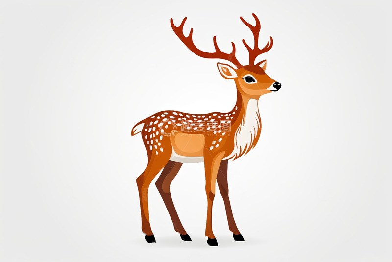 高清大图下载【趣麦麦图】卡通风格站立小鹿插画素材