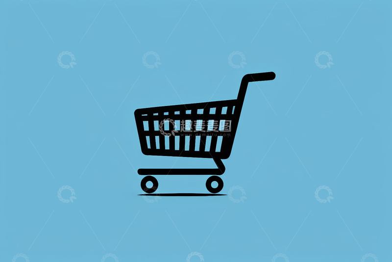 高清大图下载【趣麦麦图】蓝色背景购物车图标
