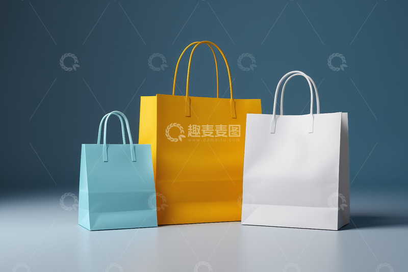 高清大图下载【趣麦麦图】彩色购物袋展示