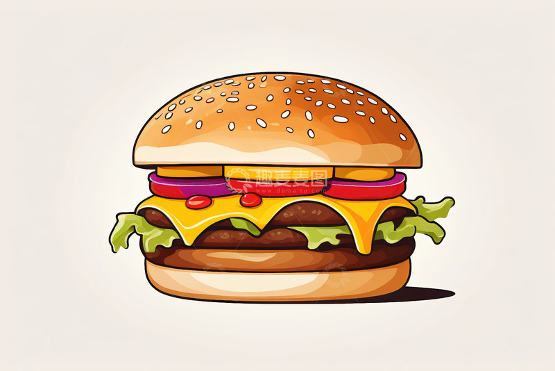 高清大图下载【趣麦麦图】卡通风格汉堡插画素材