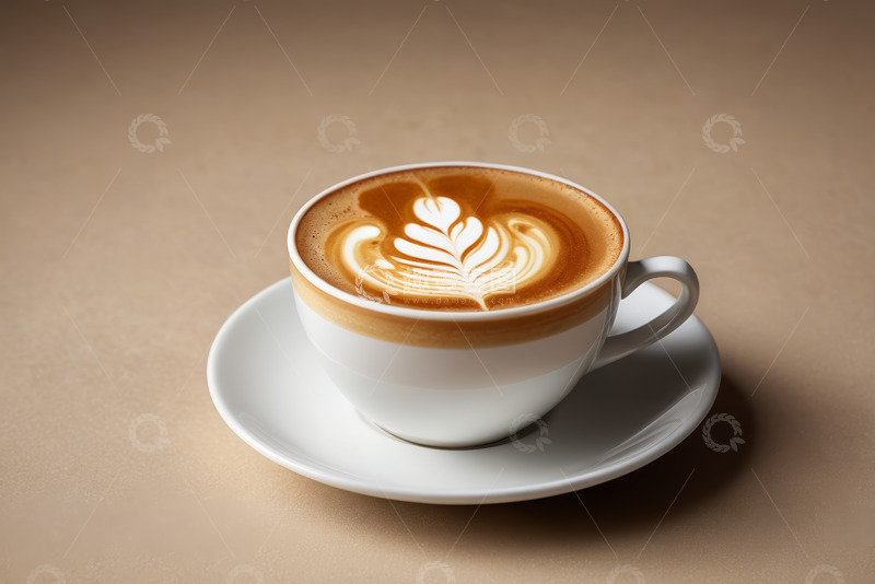高清大图下载【趣麦麦图】白色咖啡杯中的精美拉花咖啡