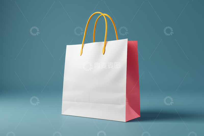 高清大图下载【趣麦麦图】简约白色购物袋展示