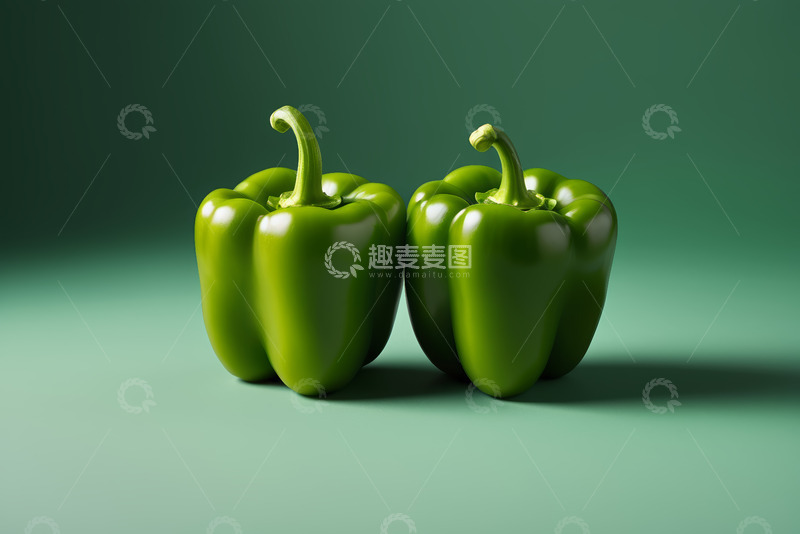 高清大图下载【趣麦麦图】两个青圆椒特写