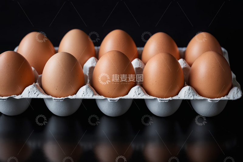 高清大图下载【趣麦麦图】蛋托中的棕色鸡蛋特写