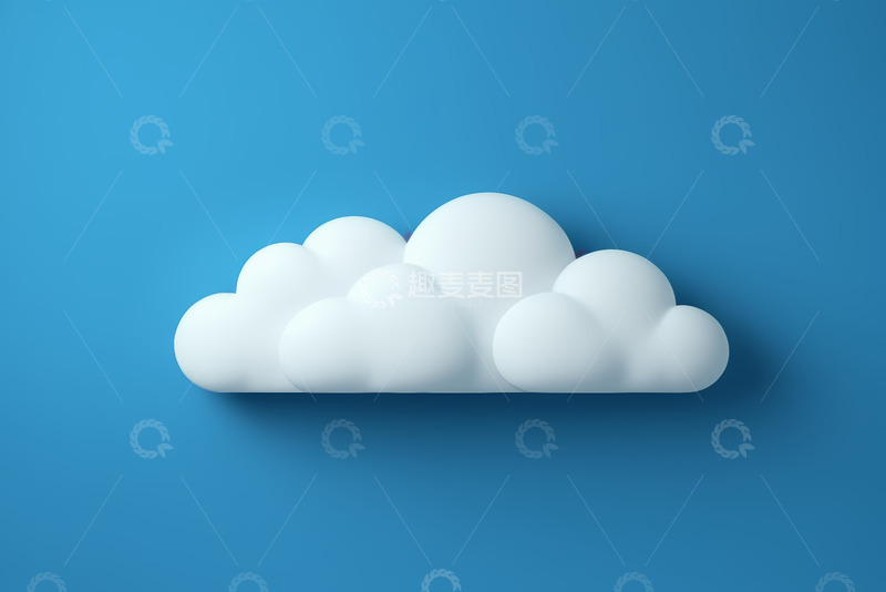 高清大图下载【趣麦麦图】蓝色背景上的立体云朵素材