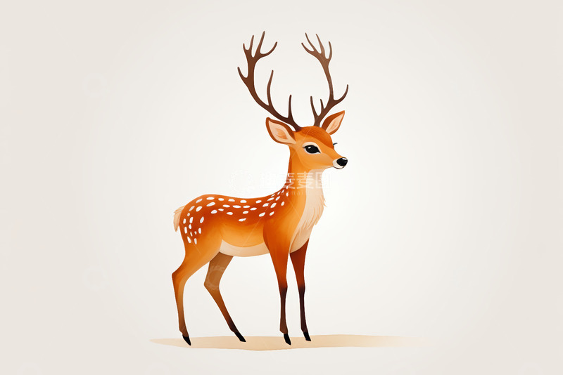 高清大图下载【趣麦麦图】卡通风格站立梅花鹿