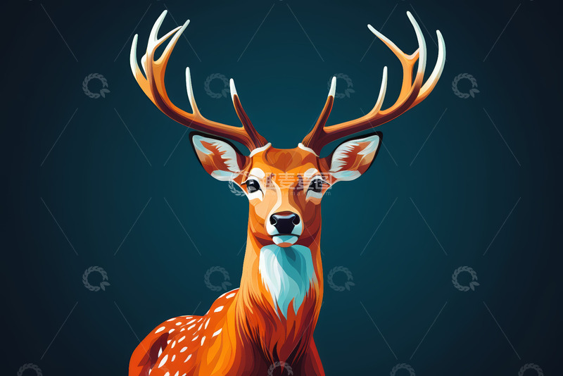 高清大图下载【趣麦麦图】卡通风格鹿的特写形象