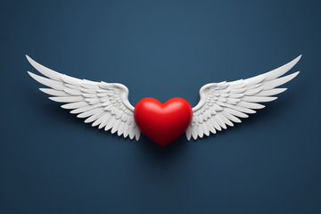 带翅膀的红色爱心图案