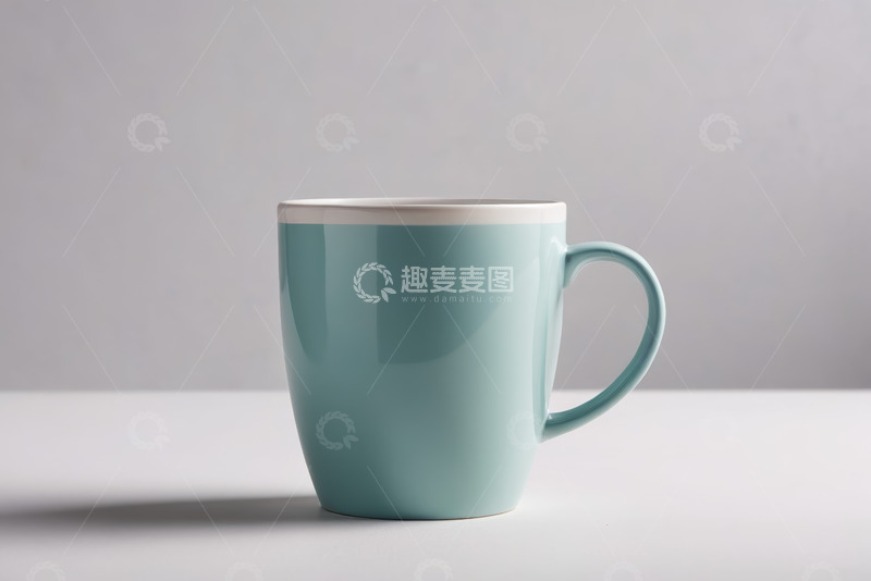 高清大图下载【趣麦麦图】浅蓝色马克杯静物特写