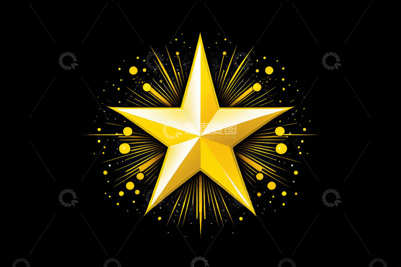 高清大图下载【趣麦麦图】黑色背景金色星星装饰图案