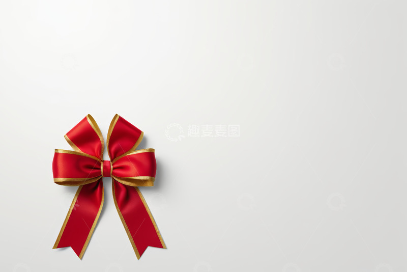 高清大图下载【趣麦麦图】红色金边蝴蝶结装饰素材