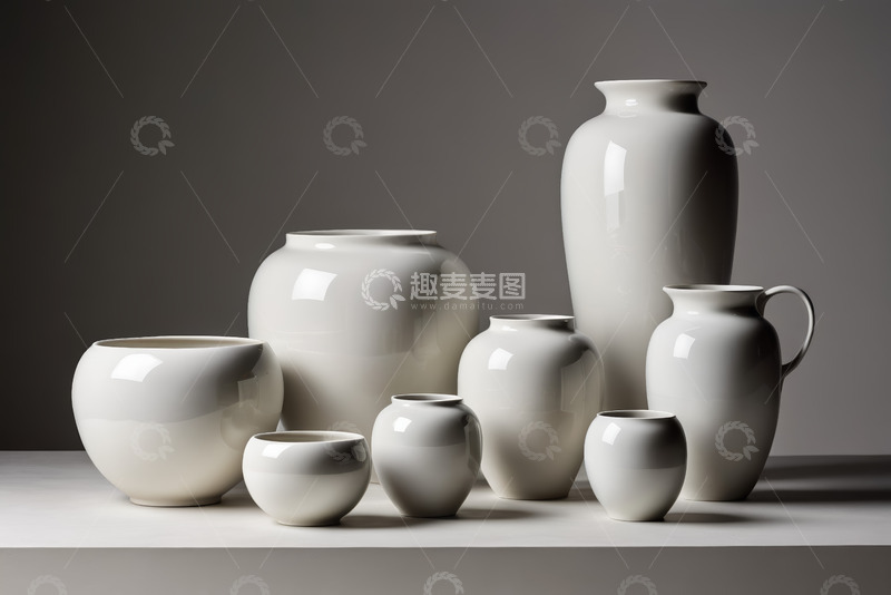 高清大图下载【趣麦麦图】白色陶瓷花瓶静物组合