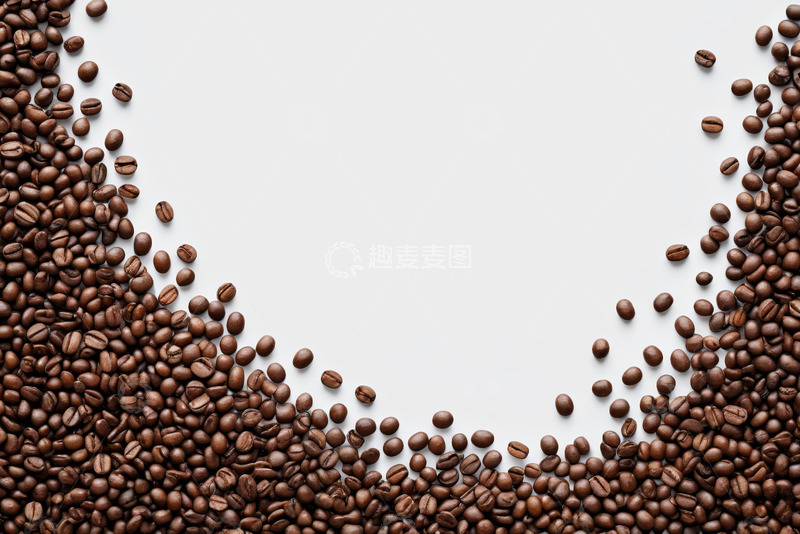 高清大图下载【趣麦麦图】白色背景上的咖啡豆