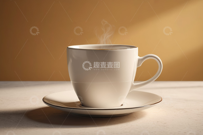 高清大图下载【趣麦麦图】白色咖啡杯与碟子特写
