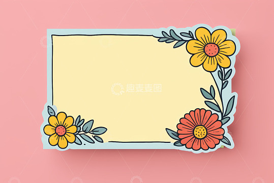 手绘花朵装饰空白框架