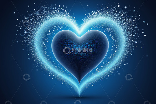 蓝色爱心粒子特效背景