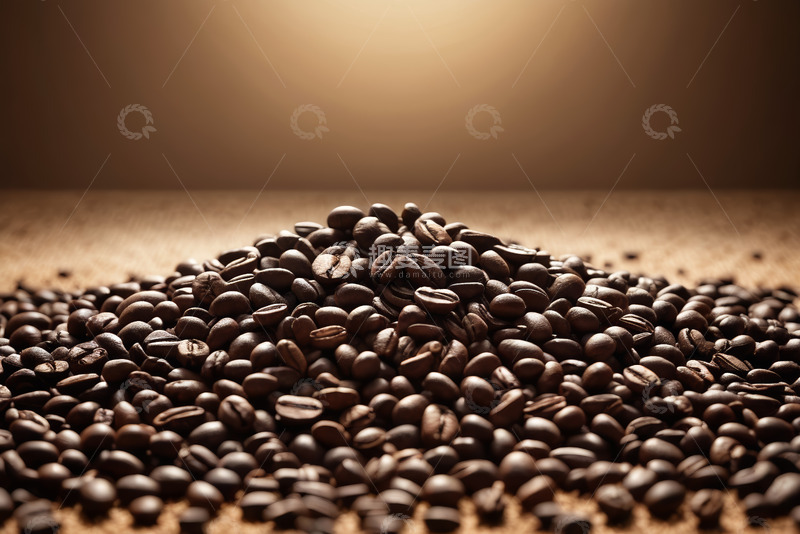 高清大图下载【趣麦麦图】咖啡豆特写堆放在木桌上