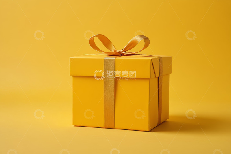 高清大图下载【趣麦麦图】黄色礼品盒带蝴蝶结