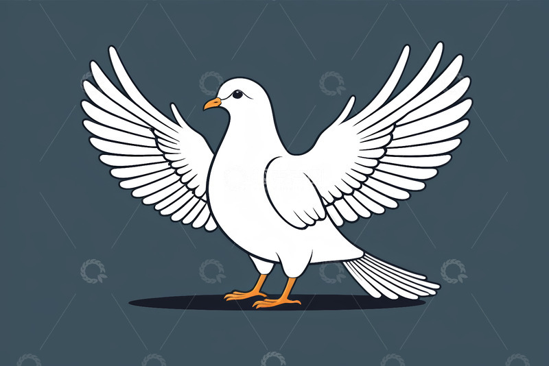 高清大图下载【趣麦麦图】展翅白鸽动画形象