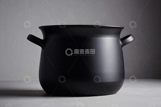 黑色双耳烹饪锅特写