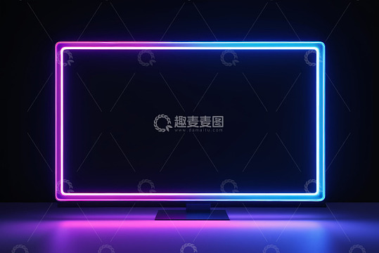 带霓虹光效的电视屏幕