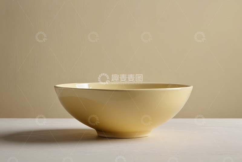 高清大图下载【趣麦麦图】浅黄色陶瓷碗静物展示