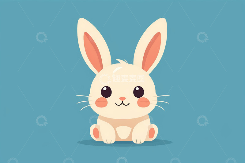 高清大图下载【趣麦麦图】卡通白兔正面形象