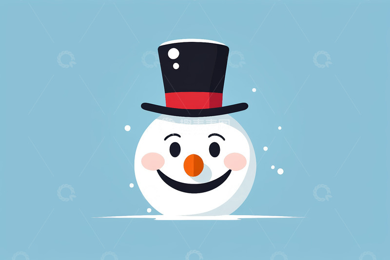 高清大图下载【趣麦麦图】戴礼帽的卡通雪人形象