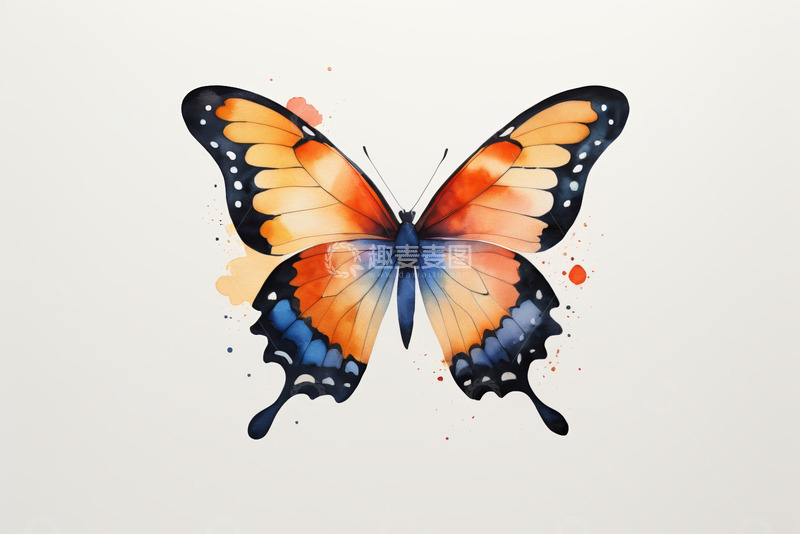 高清大图下载【趣麦麦图】水彩风格蝴蝶图案素材