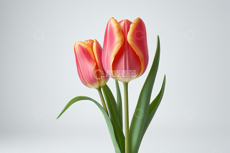 高清大图下载【趣麦麦图】两枝红色郁金香特写