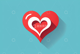 蓝色背景上的红色爱心图案