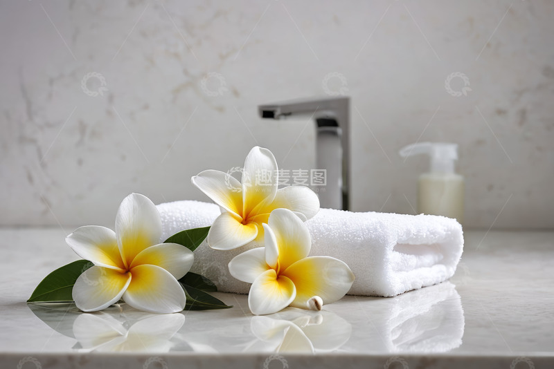 高清大图下载【趣麦麦图】台面上的毛巾与鸡蛋花